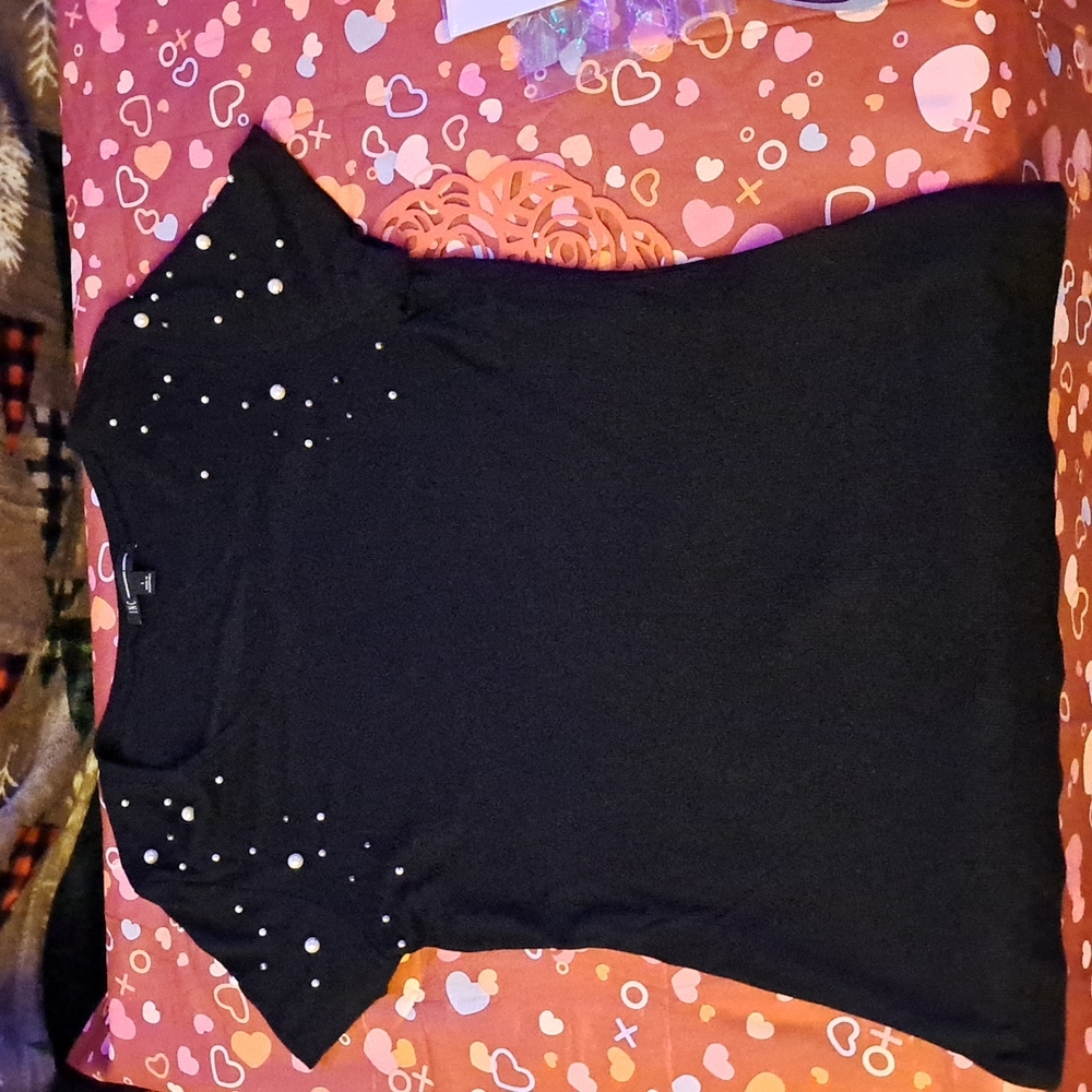 INC Pearl Embellished Top Sz L New without Tags
